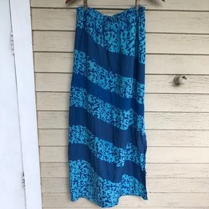 GO FISH blue rayon side slit long skirt/39.5" long